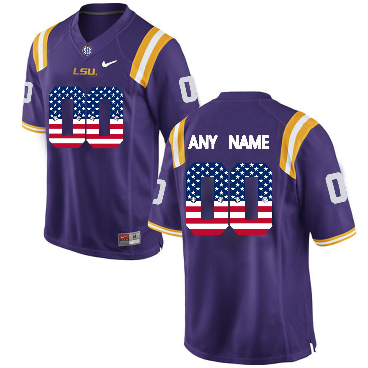 US Flag Fashion Men LSU Tigers Customized College Football Limited Jersey Purple